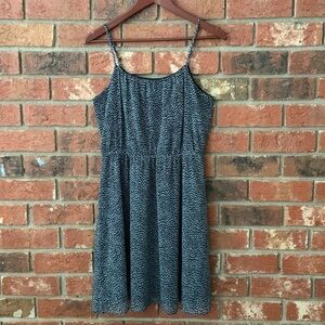 LOFT Navy & White Print Spaghetti Strap Dress